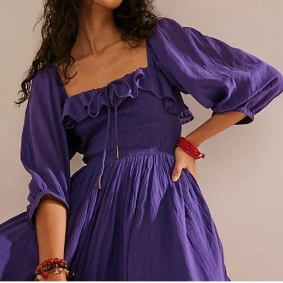 RARE Free People | Oasis Midi Dress in Petunia | Large - Picture 3 of 15